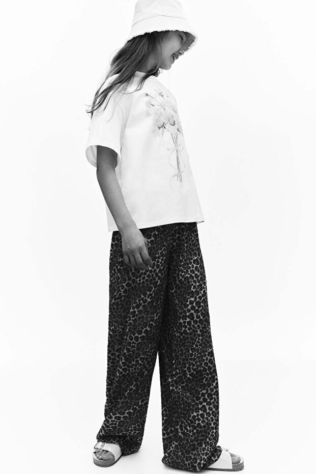 Textured jersey trousers