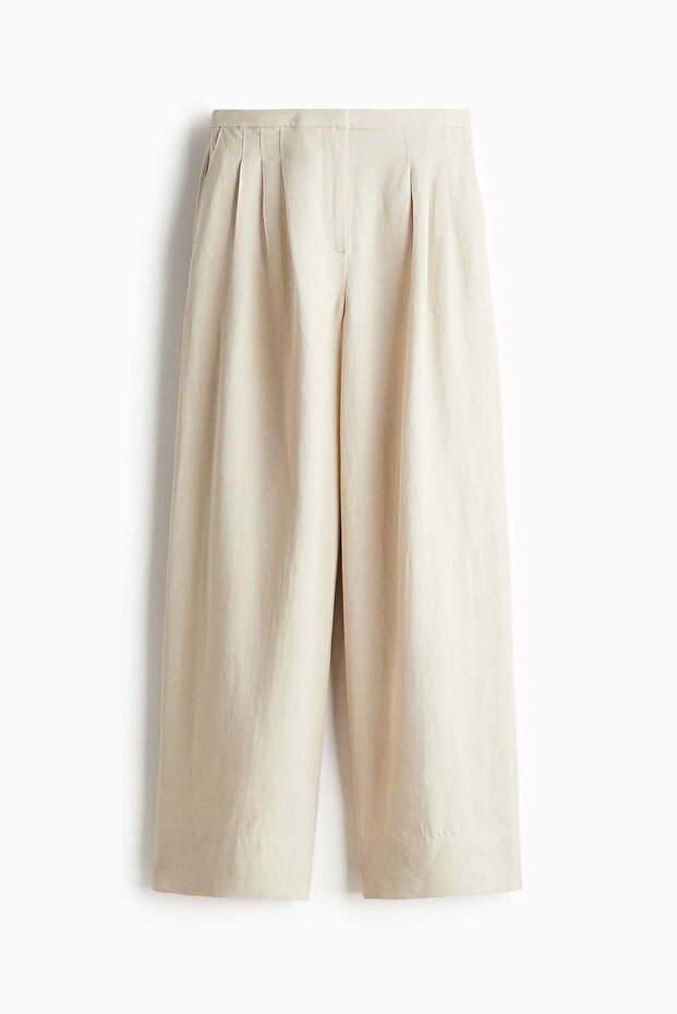 Wide linen-blend trousers
