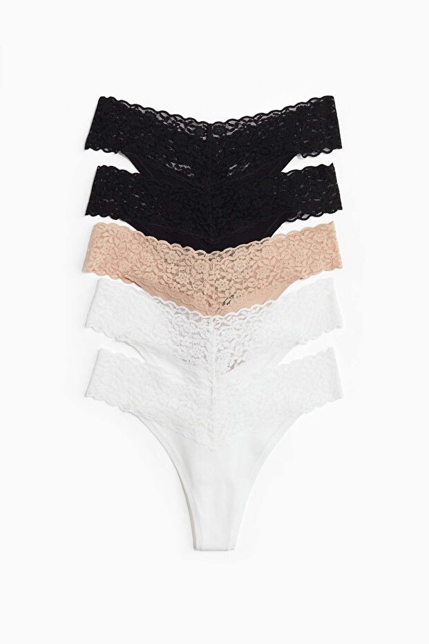 5-pack lace thong briefs