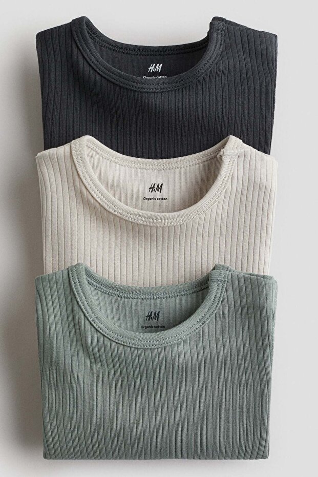 3-pack ribbed bodysuits - 1