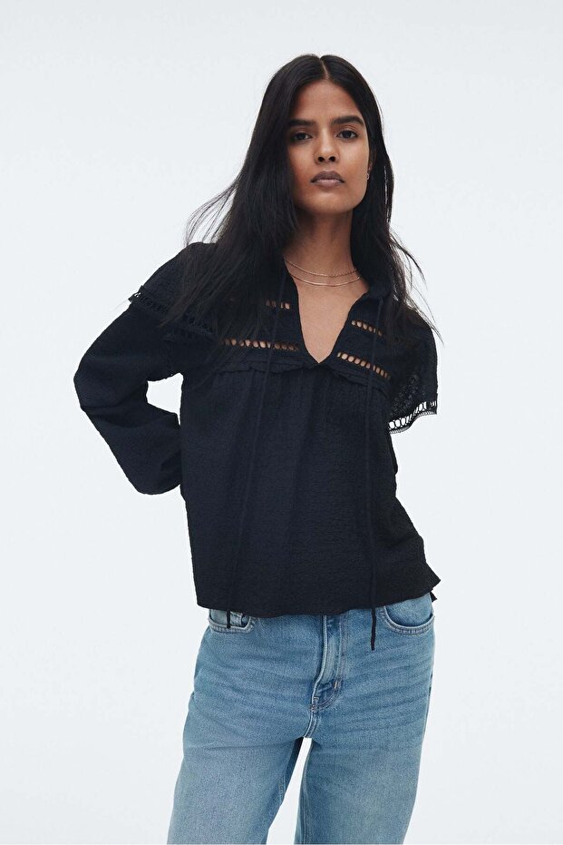 Textured jersey blouse - 1