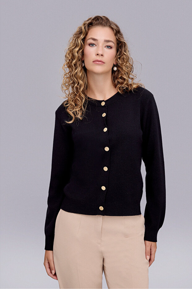 87 TRİKO CEKET SİYAH - 1