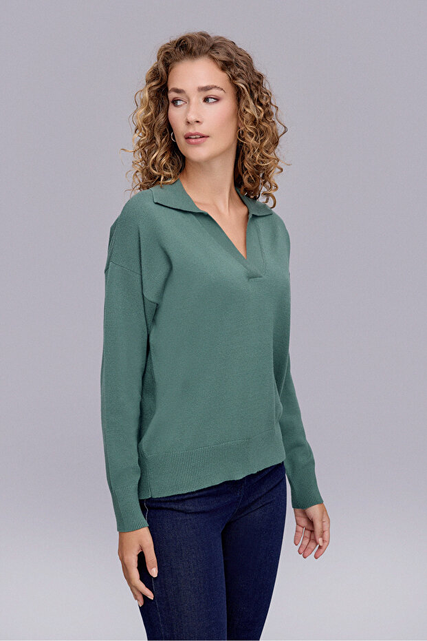 Polo Yaka Mint Triko Bluz - 2