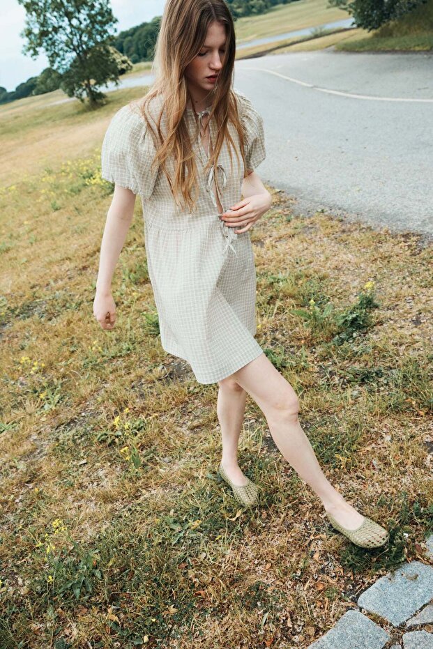 Tie-front cotton dress