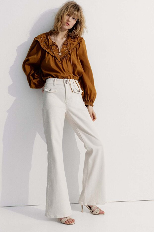 بنطال جينز واسع الساق - 1