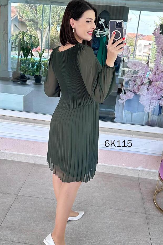 Multi Şifon Piliseli Elbise 6K115 - 2