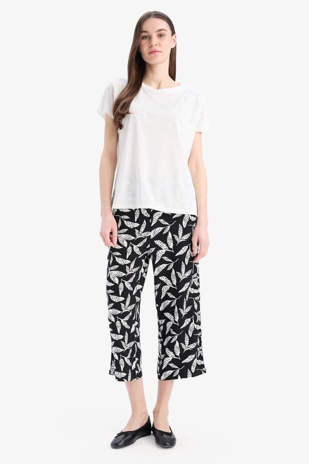 بنطلون كابري مسطح منقوش E5256AX25SM - 2