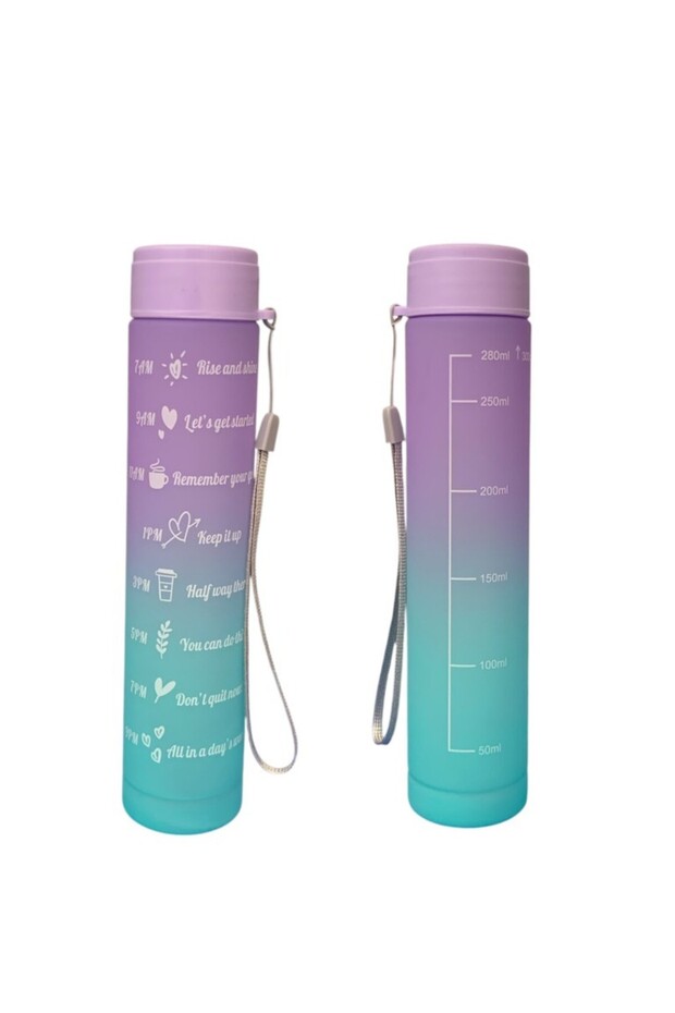 Purple, Set of 3 - Flask Set with Stickers and Straws - 2000ml, 900ml, 300ml - 4