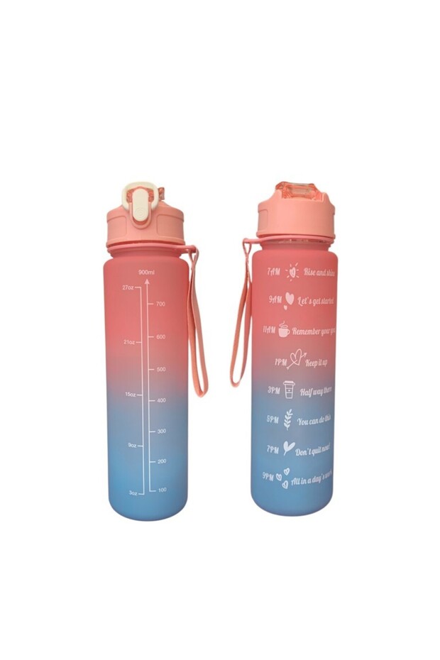 Pink, Set of 3 - Flask Set with Stickers and Straws - 2000ml, 900ml, 300ml - 3