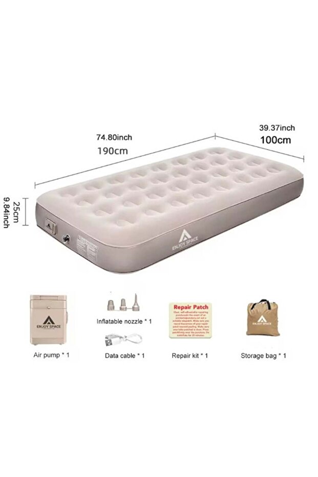 Single Automatic Inflatable Air Bed with Built-in Pump, Quick Inflation/Deflation in 2 Minutes, Port - 1