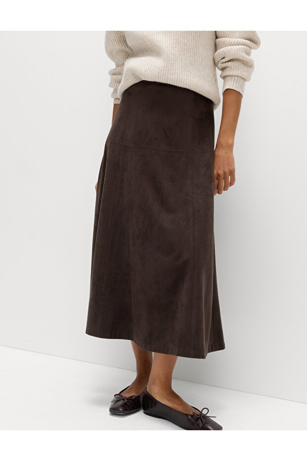 Süet Dokulu Maxi Etek - 5