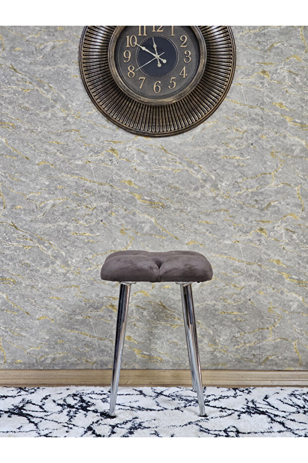 Kare Krom Kaplama Konik Ayaklı Tabure - Oturak - Bar Taburesi - Ayaklı Tabure - 2