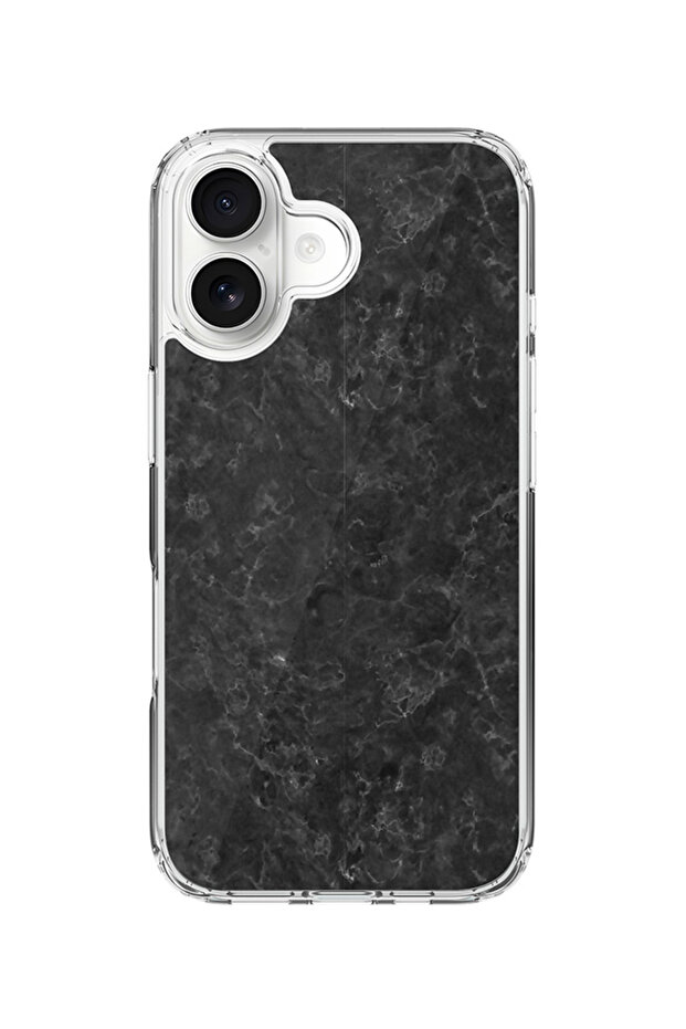 Classic Clear MagSafe Case for iPhone 17 , Hybrid Transparent Cover - Marble Texture Black