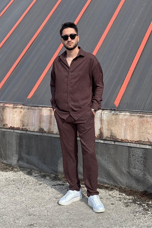 Men'S, Woven Velvet, Regular-Fit, Old Money Culture, Shirt-Pants Set G16-305