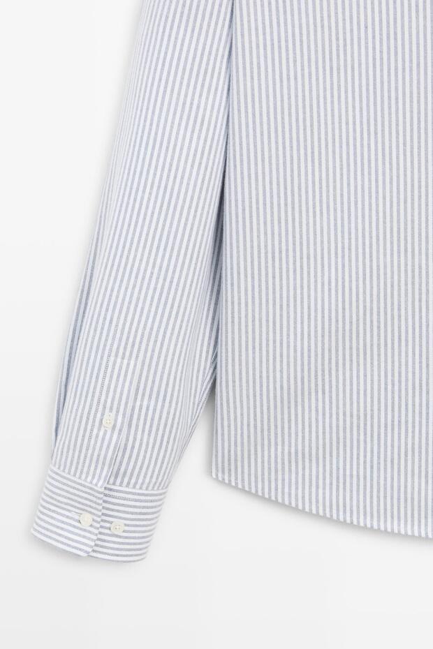 Regular fit çizgili gömlek - 7