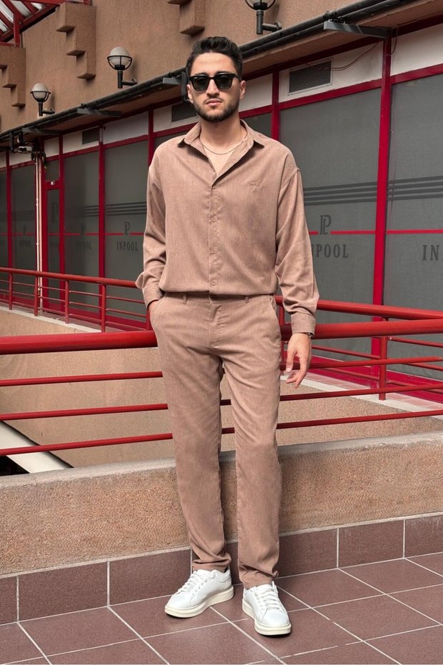 Men'S, Woven Velvet, Regular-Fit, Old Money Culture, Shirt-Pants Set G16-305