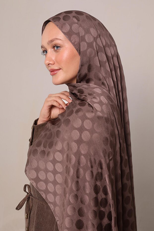 Brown Speckled Patterned Jacquard Capri Shawl