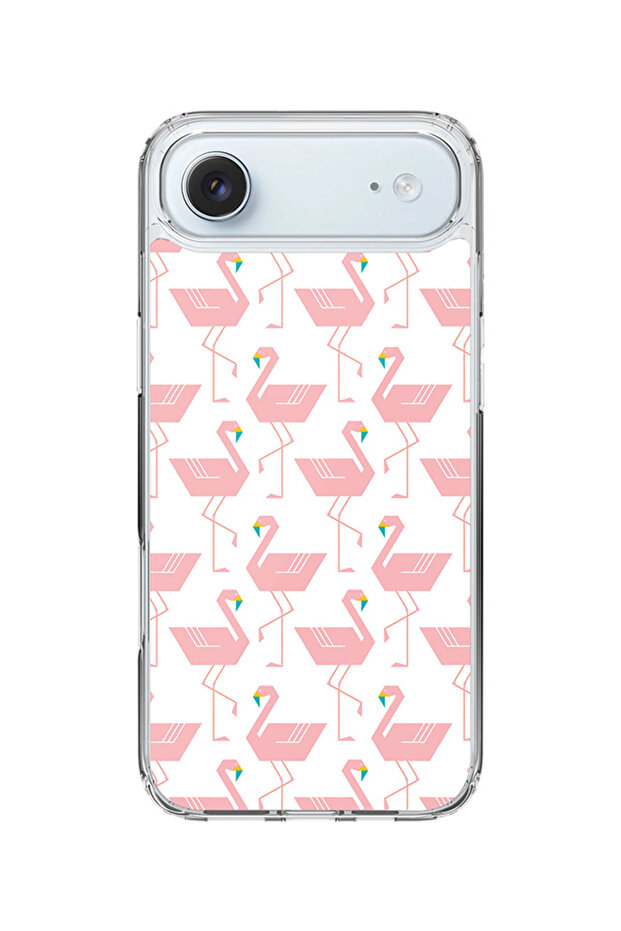 Classic Clear MagSafe Case for iPhone Air, Hybrid Transparent Cover - Feminine Flamingos Full Print