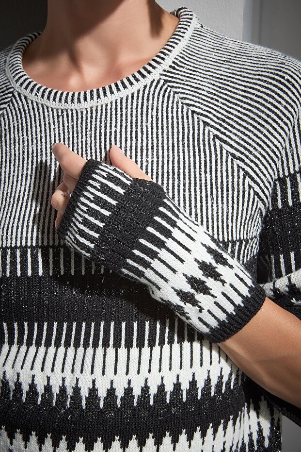 Desenli Pullu Multi Triko Eldiven - 3