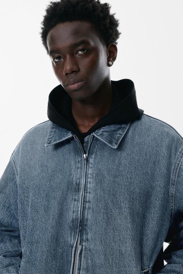 Fermuarlı denim ceket - 6