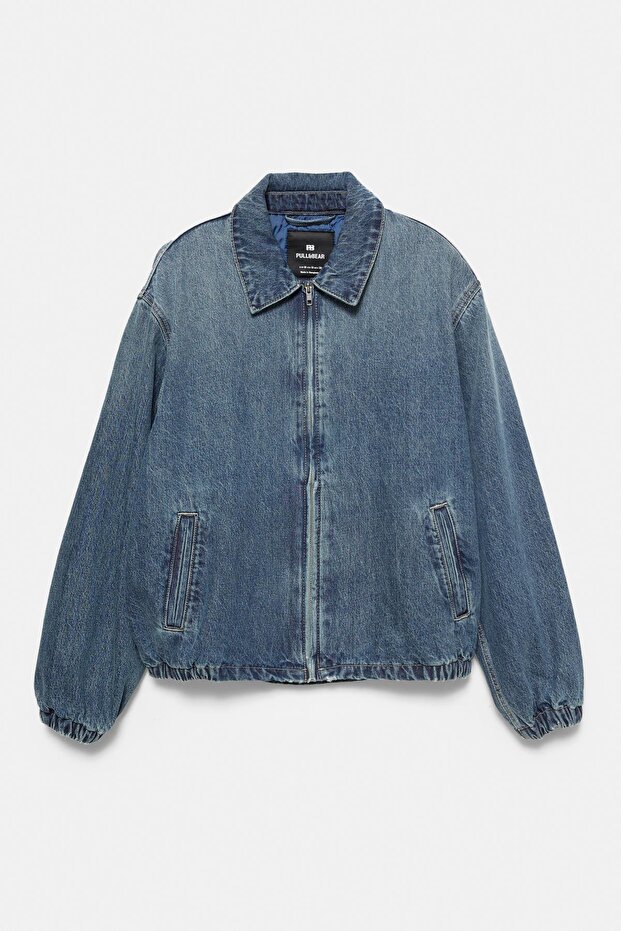 Fermuarlı denim ceket - 7
