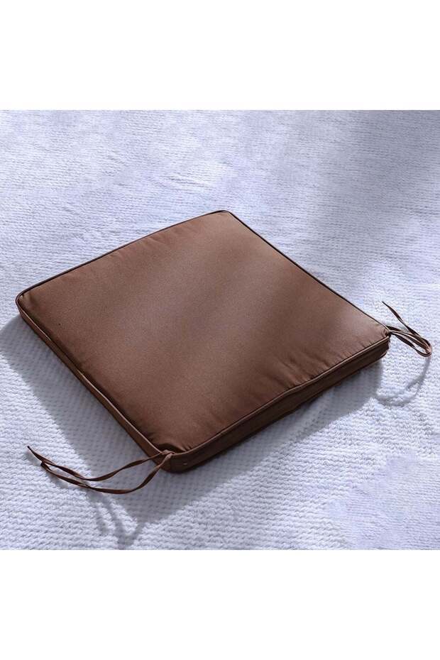Square Outdoor Cushion with Zipper - Solid Cocoa, 58x58x5cm, Durable Polyester for Garden Seating