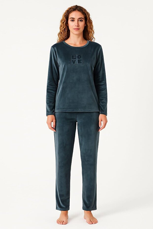 Women's 13166-2688 long sleeve velvet pajama set