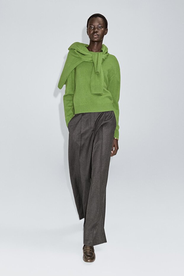 Yün karışımlı bisiklet yaka kazak - 3