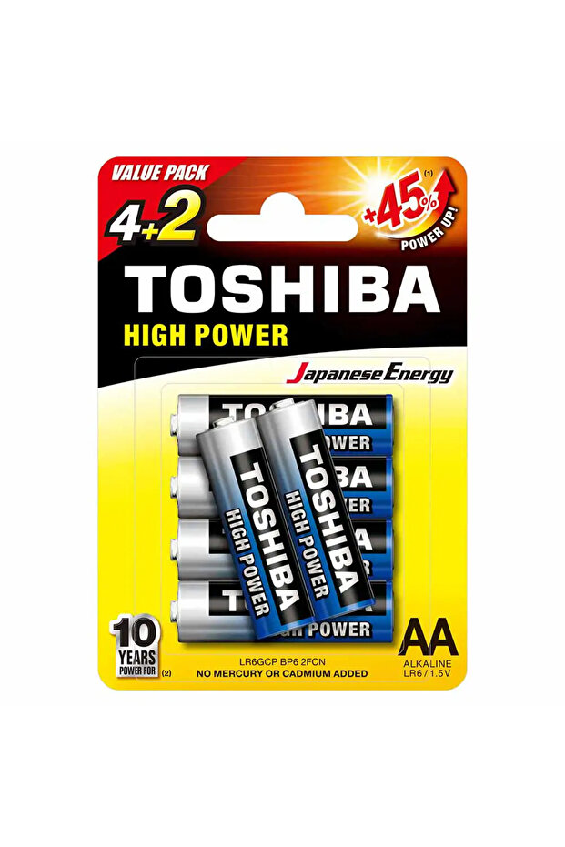 High Power Alkaline AA - 4+2 Battery Pack, +45% Power Up Energy