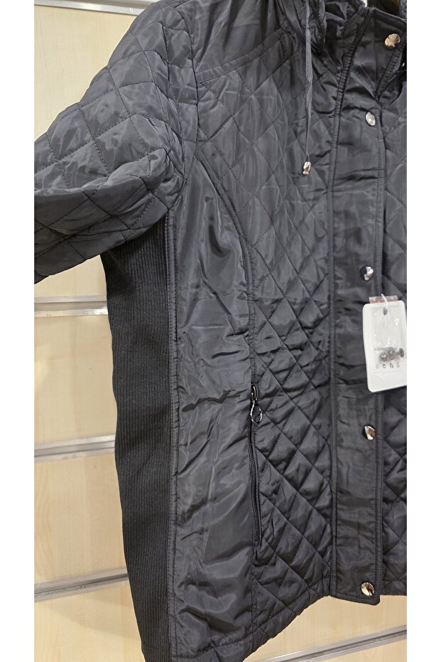 معطف بنمط البقلاوة مع تفاصيل الأزرار - 4