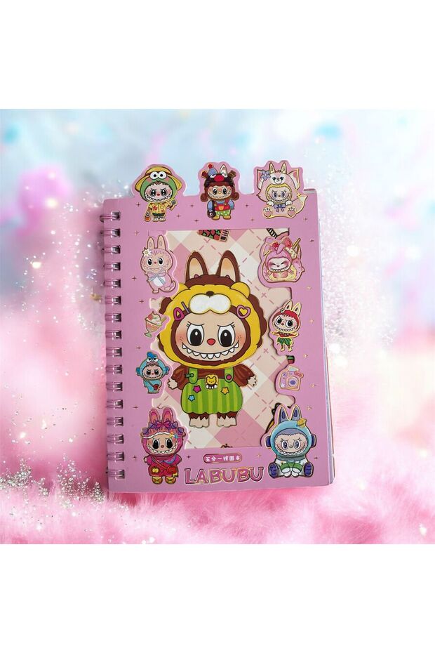 Spirally 16 Page Sticker Sheet 8 Sheets Notebook with Keychain