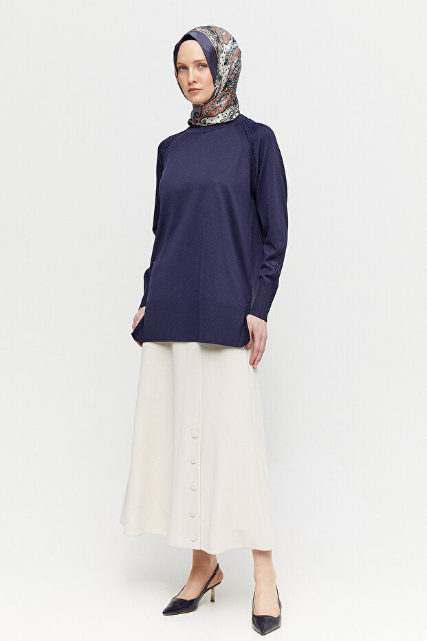 Süs Düğmeli Evaze Etek - 2