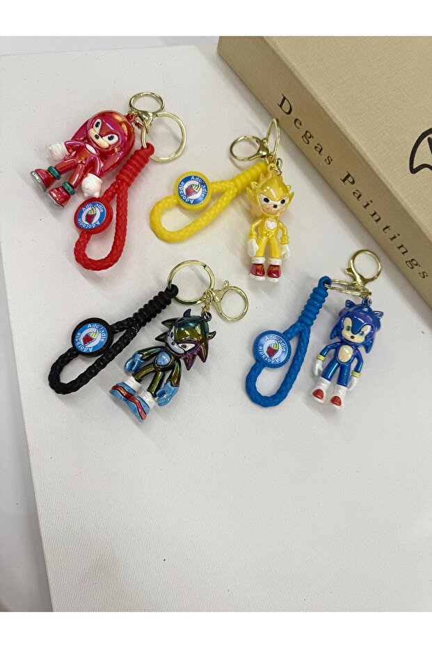 4-Piece Super Sonic Character Luxury Keychain and Bag Ornament