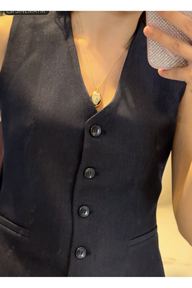 Denim görünümlü yelek - 3