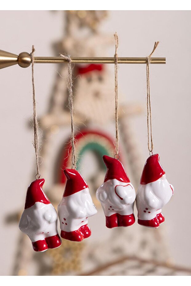 Yılbaşı Ağacı Süsü Şanş Cücesi 4lü Set 4x4x7 cm - 3