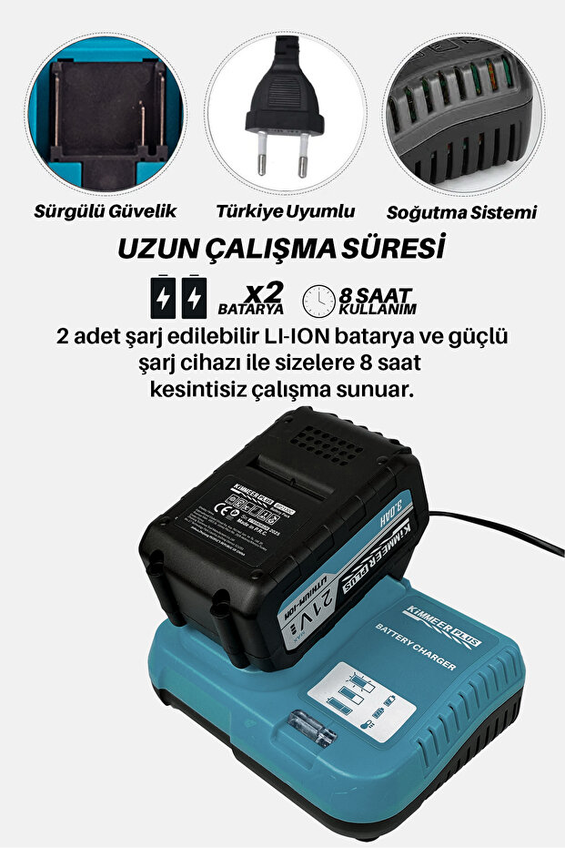 Profesyonel 4’Lü Set Şarjlı Makas Testere Tırpan Ve Teleskopik Uzatma 2 Metre - 4