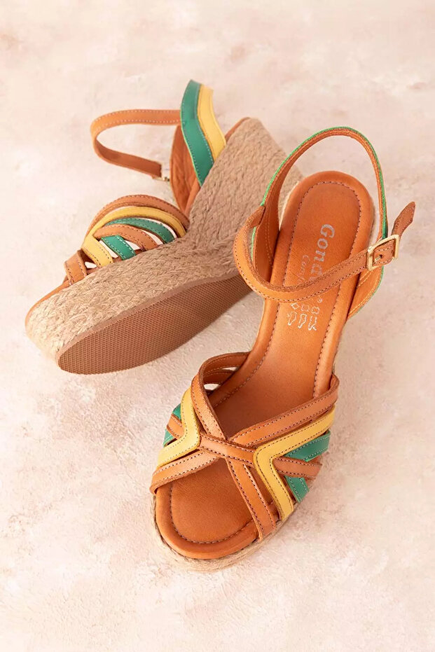 Women's Genuine Leather Wedge Heel Platform Sandals