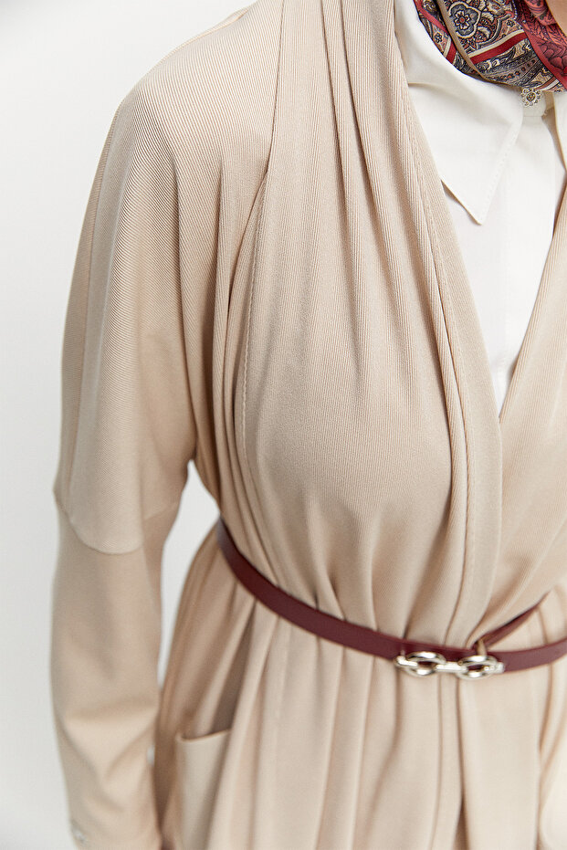 Deri Kombinli Oversize Hırka - 6