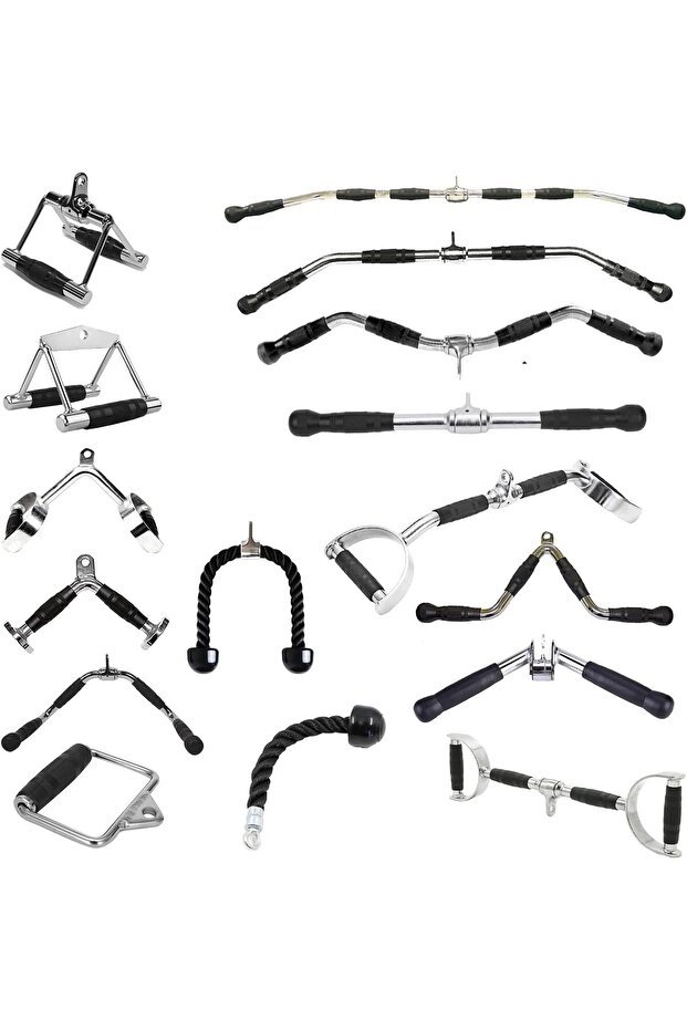 Commercial Cable Machine Attachments for Gym Machines, 16 Cable Handles Full Set