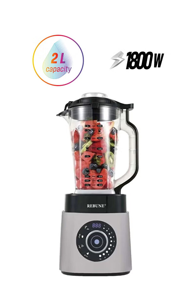 خلاط كهربائي فائق السرعة 2 لتر 1800 واط RE-2-104 فضي