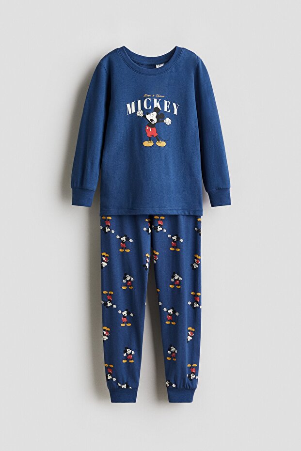 Pamuklu ve Baskılı Jarse Pijama Takımı - 1