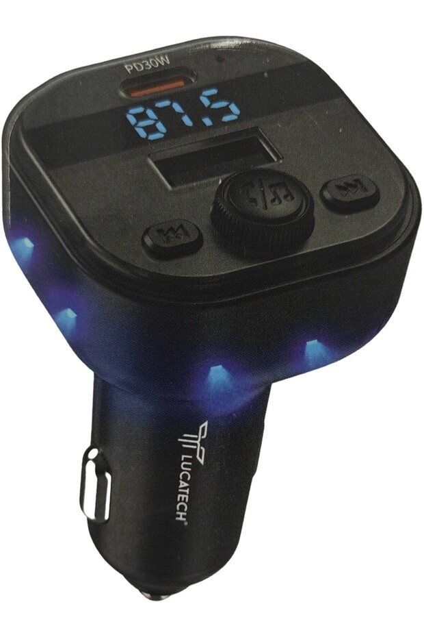 Lucatch LF-156 Araç Fm Transmitter 45W Typ-C Hızlı Şarjlı Çakmaklık Girişli Bluetooth Araç Kiti - 1