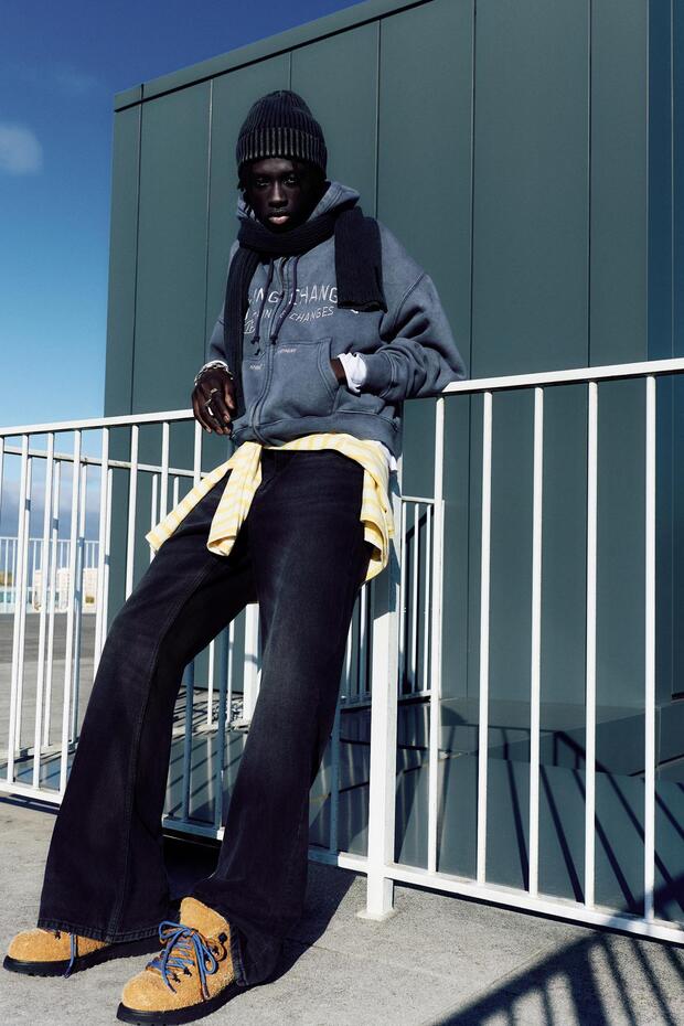 İşlemeli fermuarlı kapüşonlu sweatshirt - 1