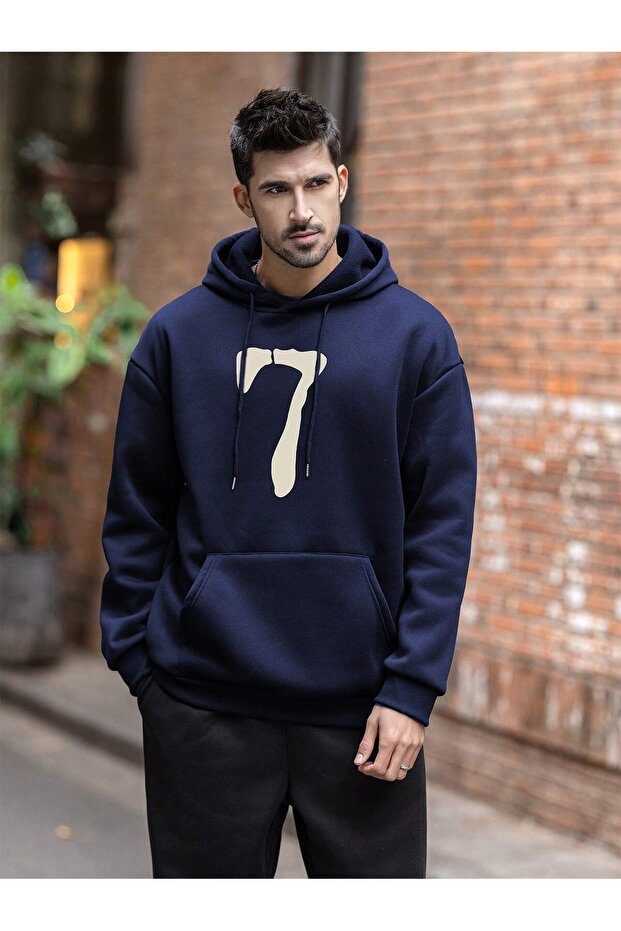 Men's 7 Printed Sweatshirt 3-Thread Quality Fabric Oversized Cut
