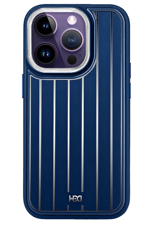 غطاء HBC-190 Collage متوافق مع هاتف iPhone 15 Pro Max - أزرق داكن
