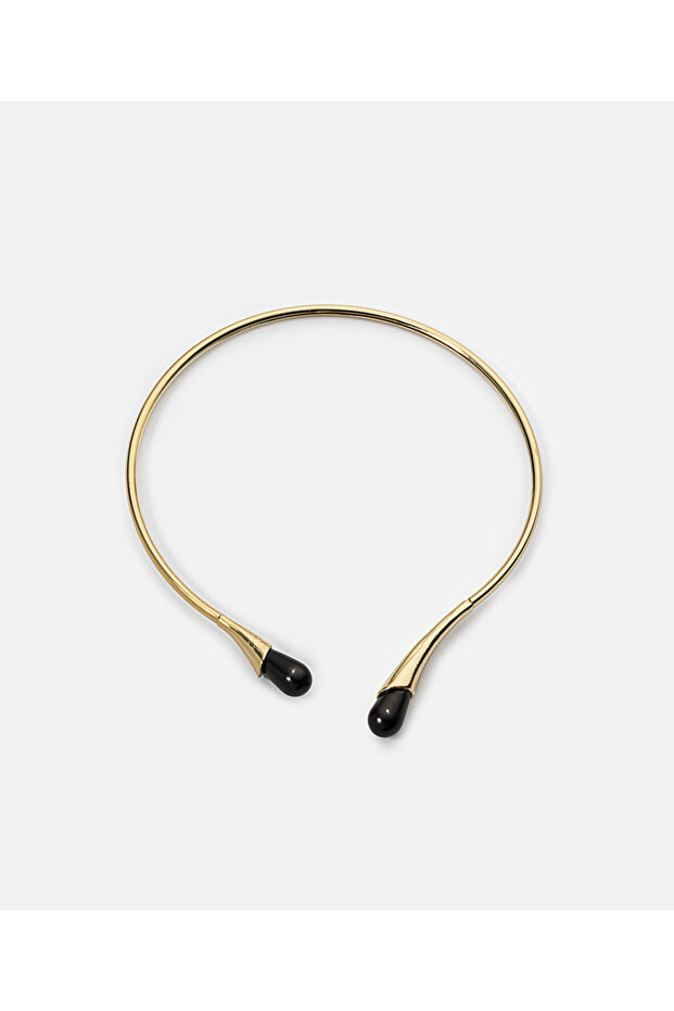 Kontrast uçlu plaka kolye - 1