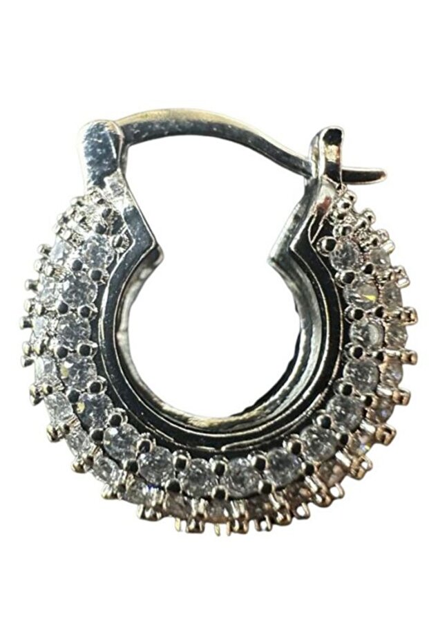 - Irem 3914 Zircon Stone Waterway Model Minimal Steel Hoop Earrings