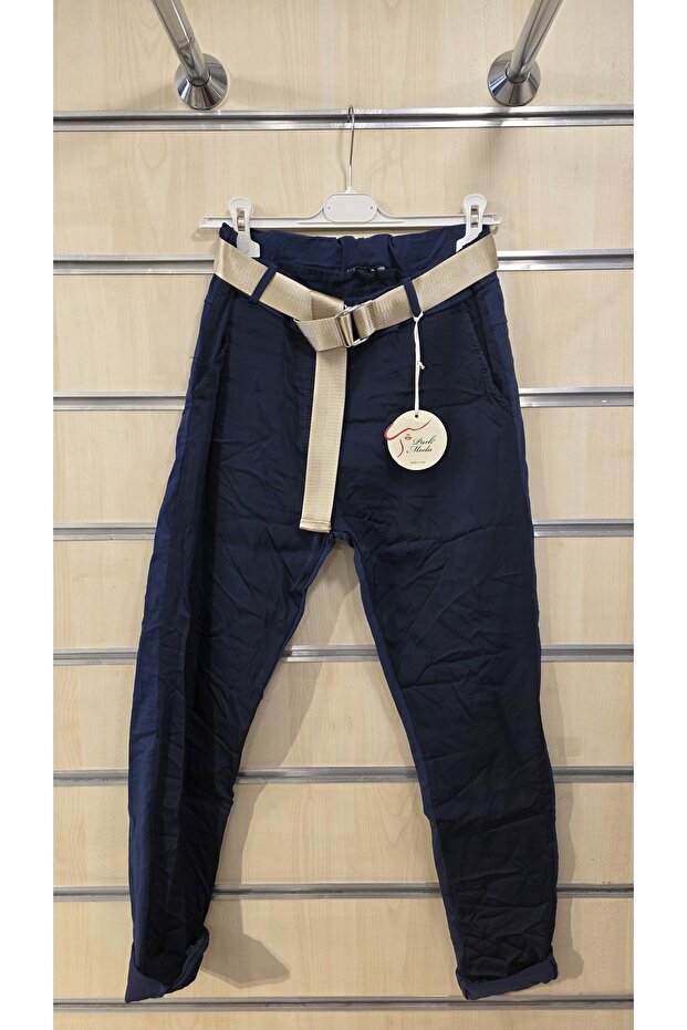 بنطلون متدرج اللون بنمط مستقيم مع حزام - 1