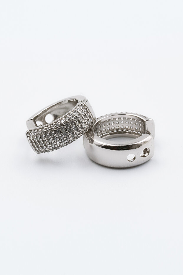 Zircon Stone Xuping Hoop Earrings - Silver Color Anti Allergic Earrings