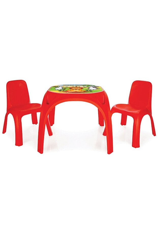 King Study Table Red with two chairs - 3